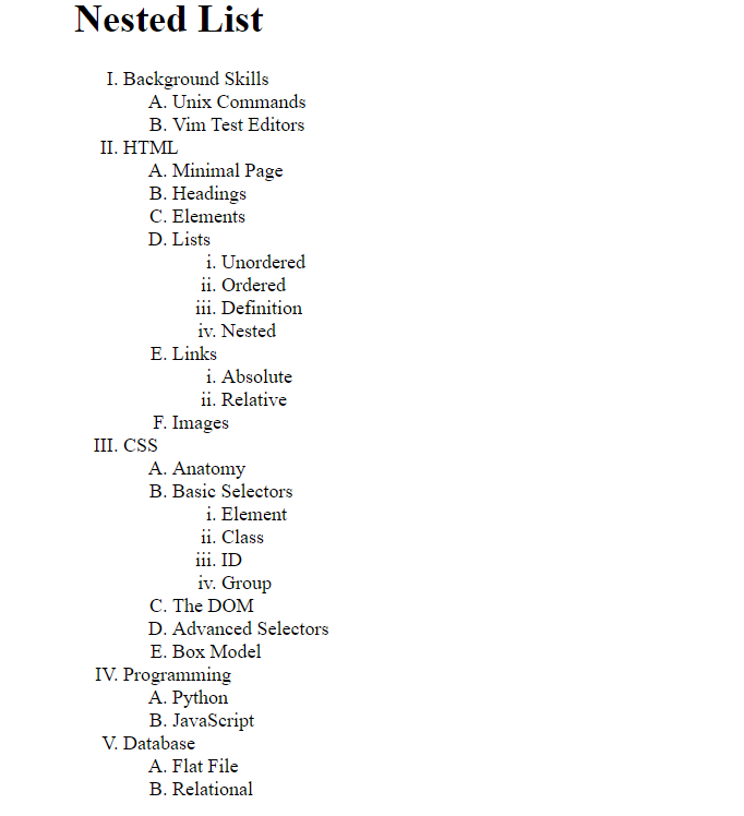 Nested list