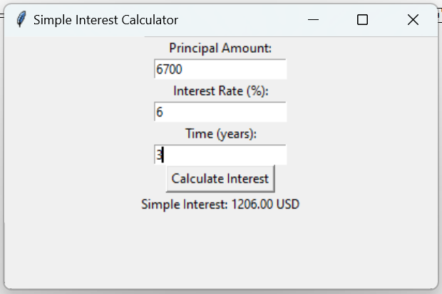 Python GUI Simple Interest Calculator