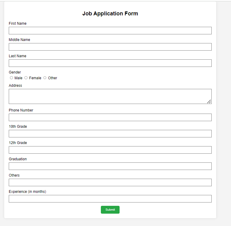 job application using HTML & CSS